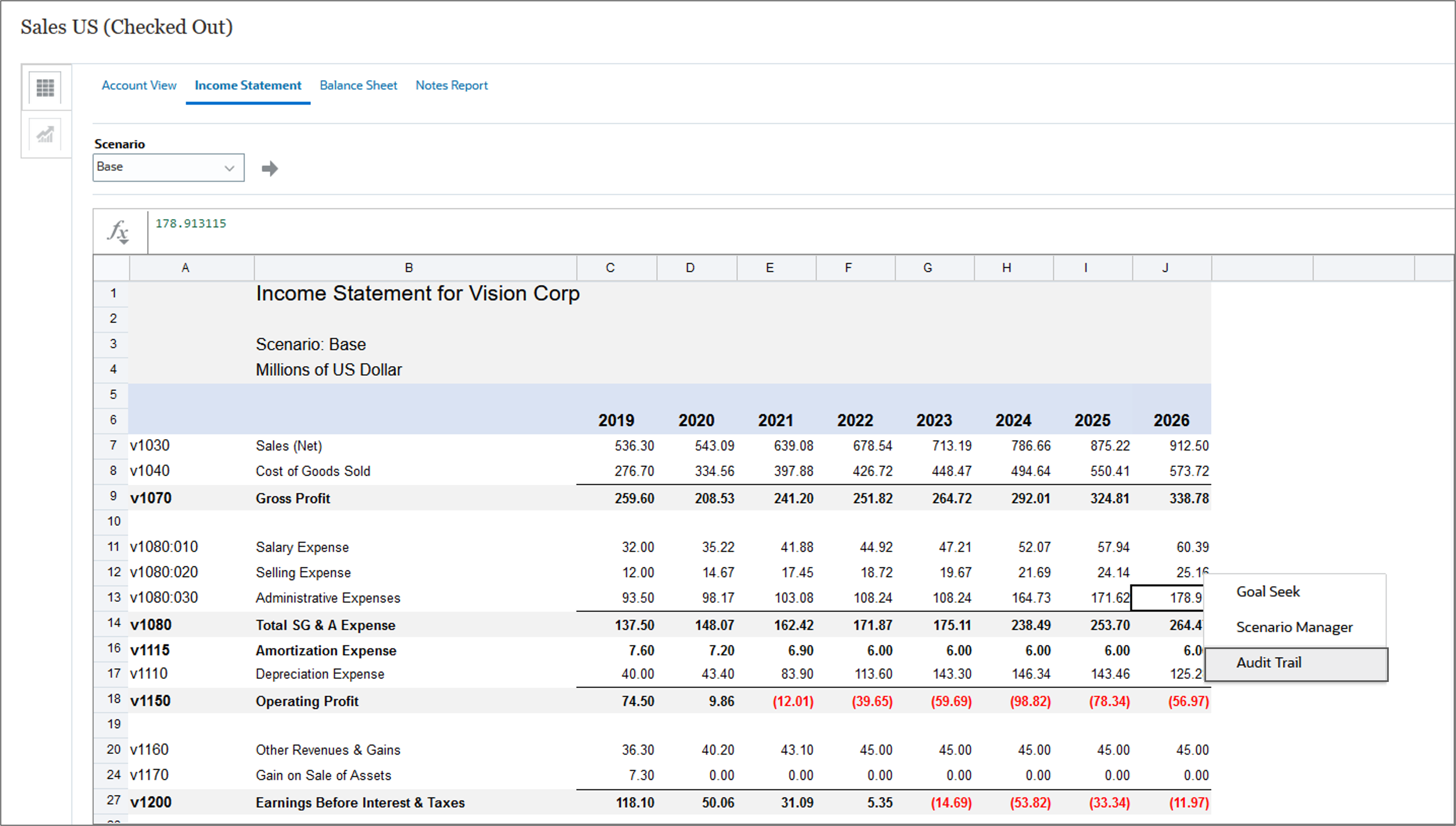 Right-click and select Audit Trail